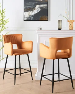Set di 2 sedie alte SANILAC Velluto Arancione