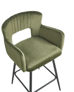 Set di 2 sedie alte SANILAC Velluto Verde oliva