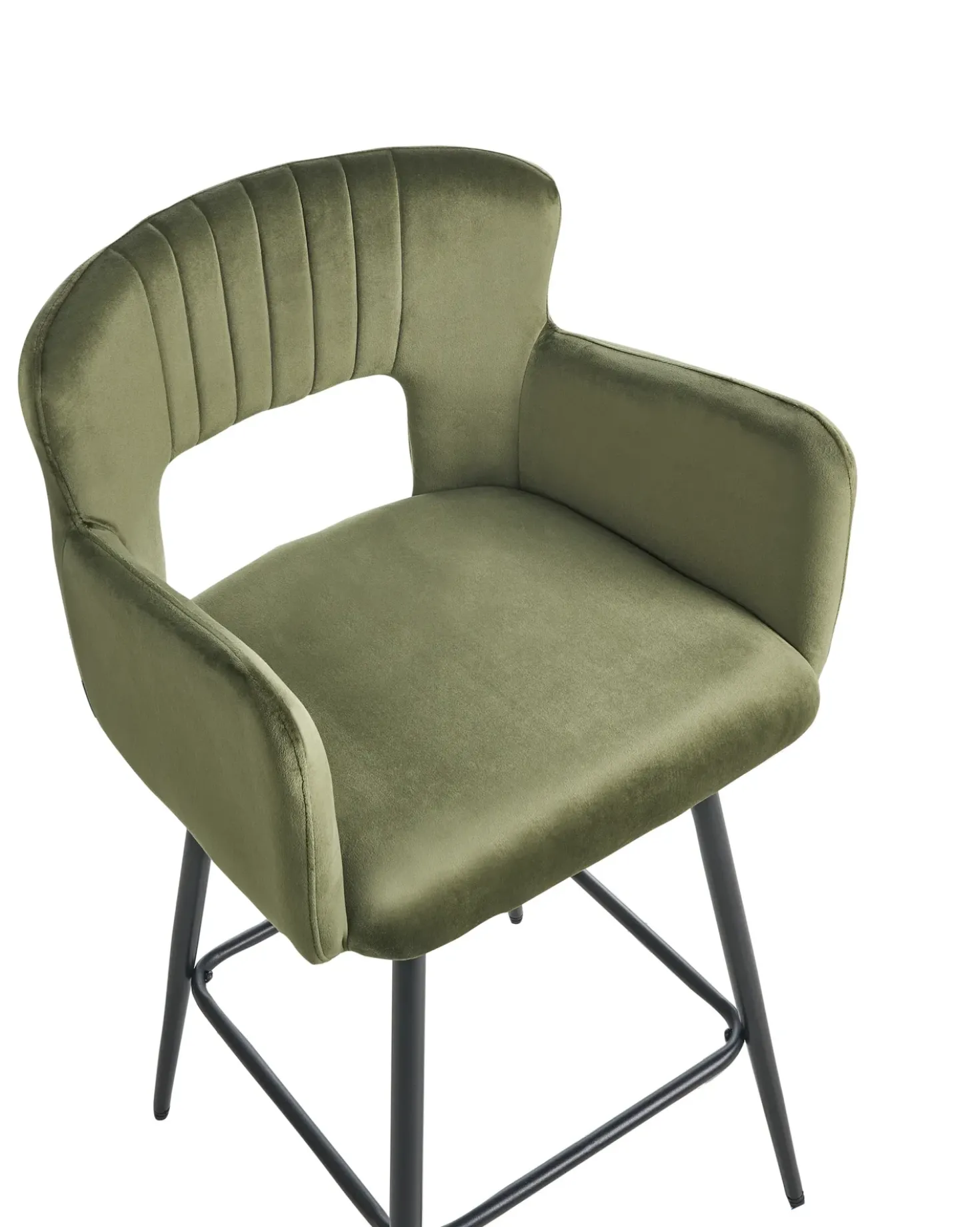 Set di 2 sedie alte SANILAC Velluto Verde oliva