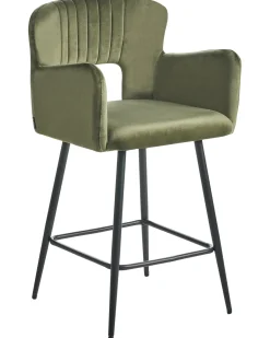 Set di 2 sedie alte SANILAC Velluto Verde oliva