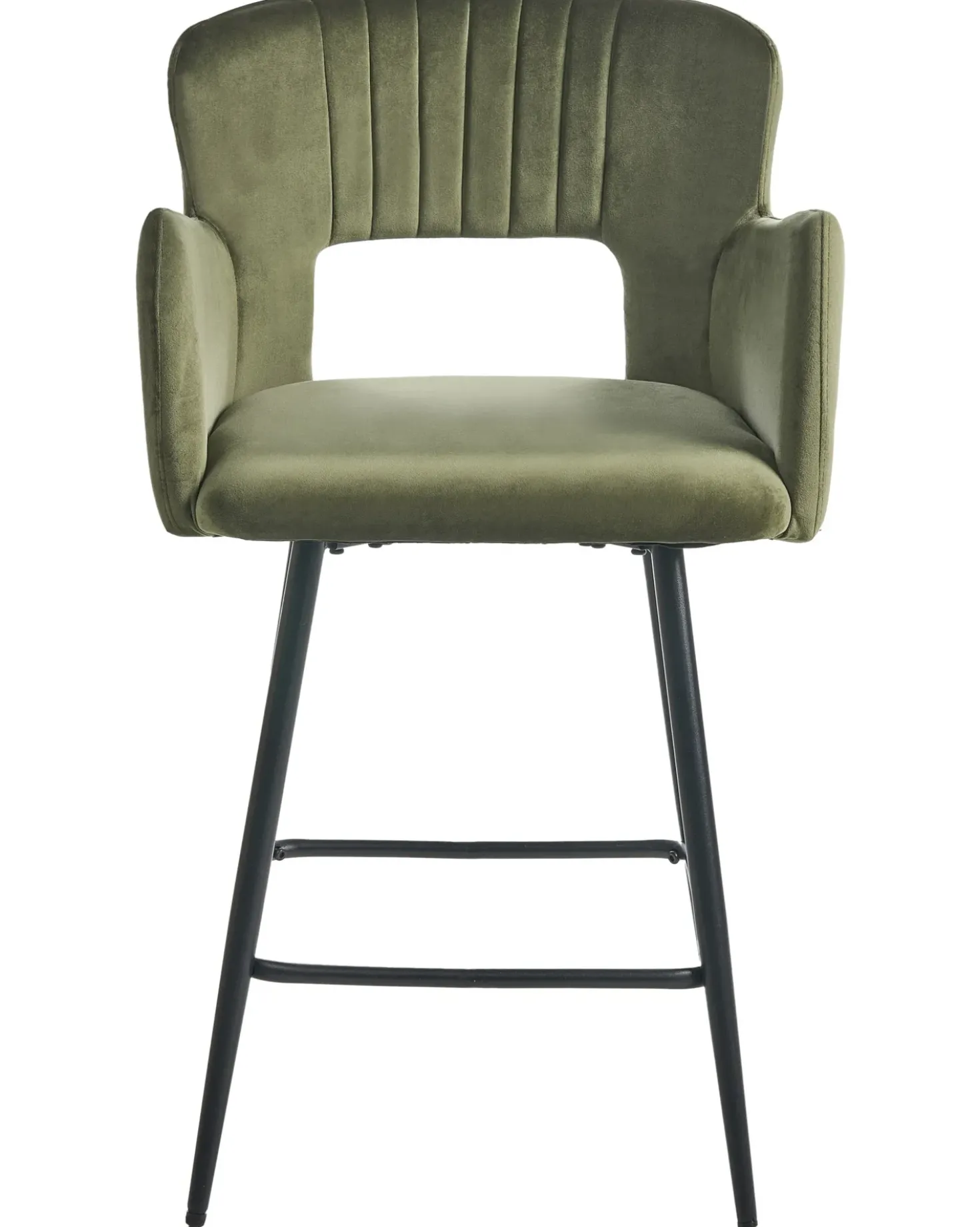 Set di 2 sedie alte SANILAC Velluto Verde oliva