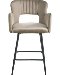 Set di 2 sedie alte SANILAC Velluto Tortora