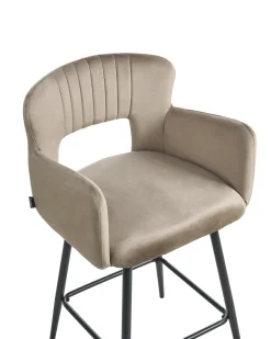 Set di 2 sedie alte SANILAC Velluto Tortora
