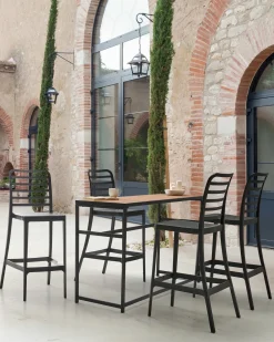 Set di 4 sedie alte SECEDA Materiale sintetico 2 in 1 Nero