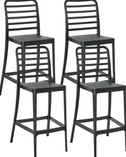 Set di 4 sedie alte SECEDA Materiale sintetico 2 in 1 Nero
