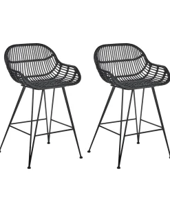 Set di 2 sedie alte TERRELL Rattan Nero
