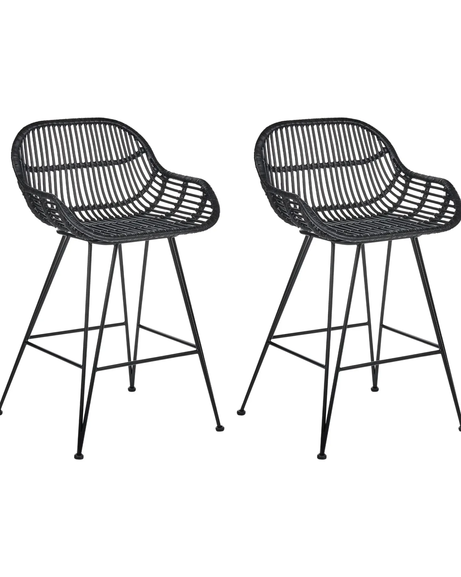 Set di 2 sedie alte TERRELL Rattan Nero