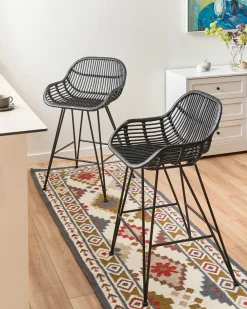 Set di 2 sedie alte TERRELL Rattan Nero
