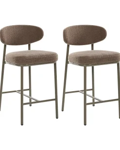 Set di 2 sedie alte UNITY Bouclé Tortora