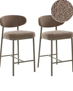 Set di 2 sedie alte UNITY Bouclé Tortora