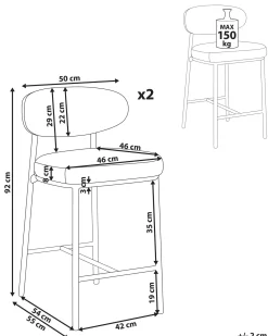 Set di 2 sedie alte UNITY Bouclé Tortora