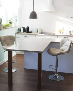 Set di 2 sedie alte VALETTA Pelle sintetica Beige chiaro