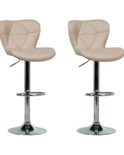 Set di 2 sedie alte VALETTA Pelle sintetica Beige chiaro