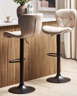 Set di 2 sedie alte VALETTA Pelle sintetica Beige chiaro