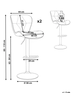 Set di 2 sedie alte VALETTA Pelle sintetica Marrone dorato