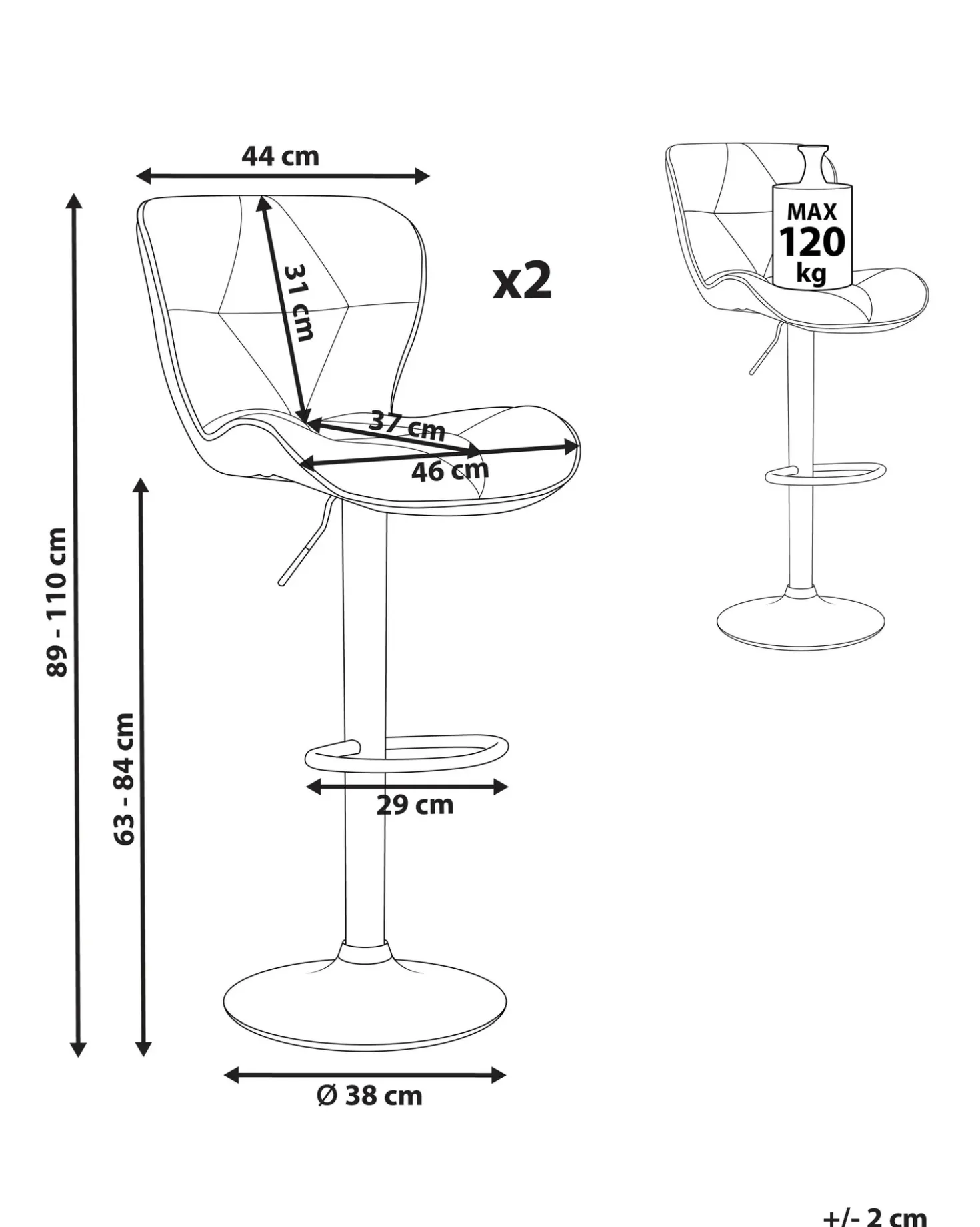 Set di 2 sedie alte VALETTA Pelle sintetica Marrone dorato