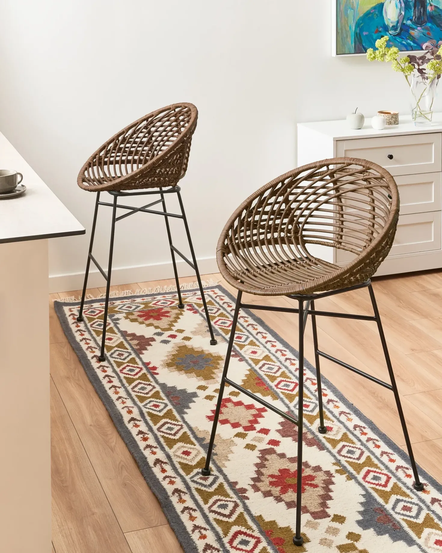 Set di 2 sedie alte WINDOM Rattan Marrone