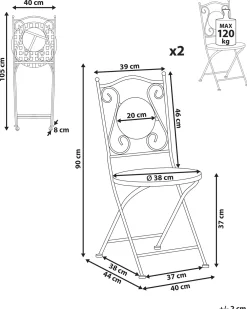 Set di 2 sedie da giardino CASARIO Metallo Nero