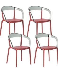 Set di 4 sedie da giardino MALEVIZI Impilabile Rosso