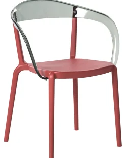 Set di 4 sedie da giardino MALEVIZI Impilabile Rosso