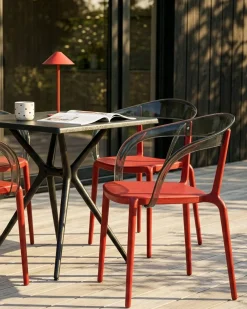 Set di 4 sedie da giardino MALEVIZI Impilabile Rosso
