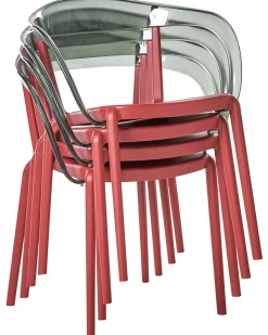 Set di 4 sedie da giardino MALEVIZI Impilabile Rosso