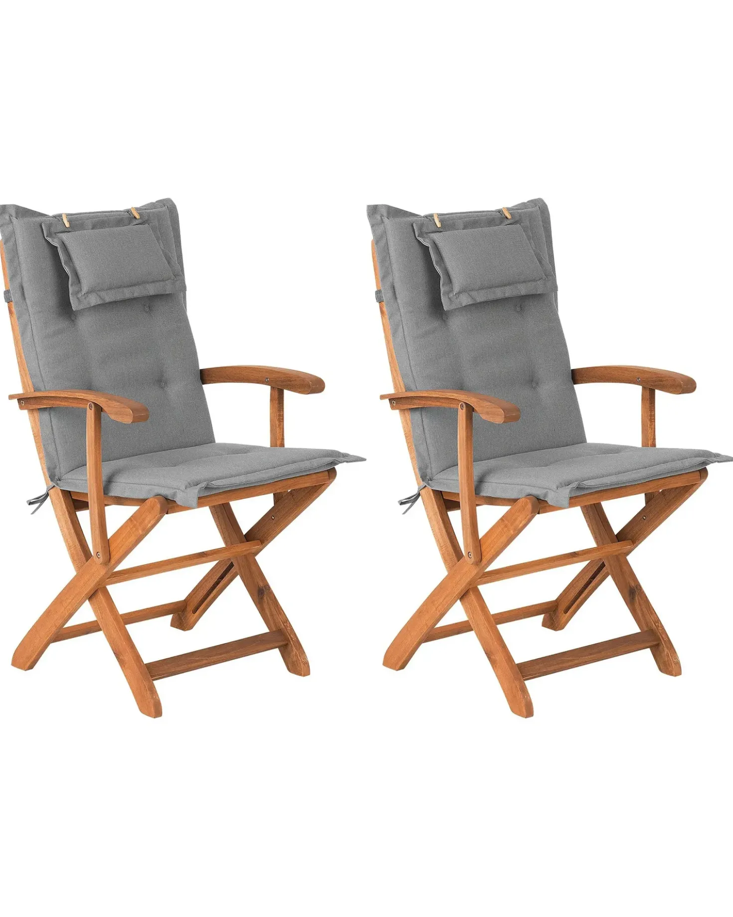 Set di 2 sedie da giardino con cuscini MAUI Legno d'acacia Grigio