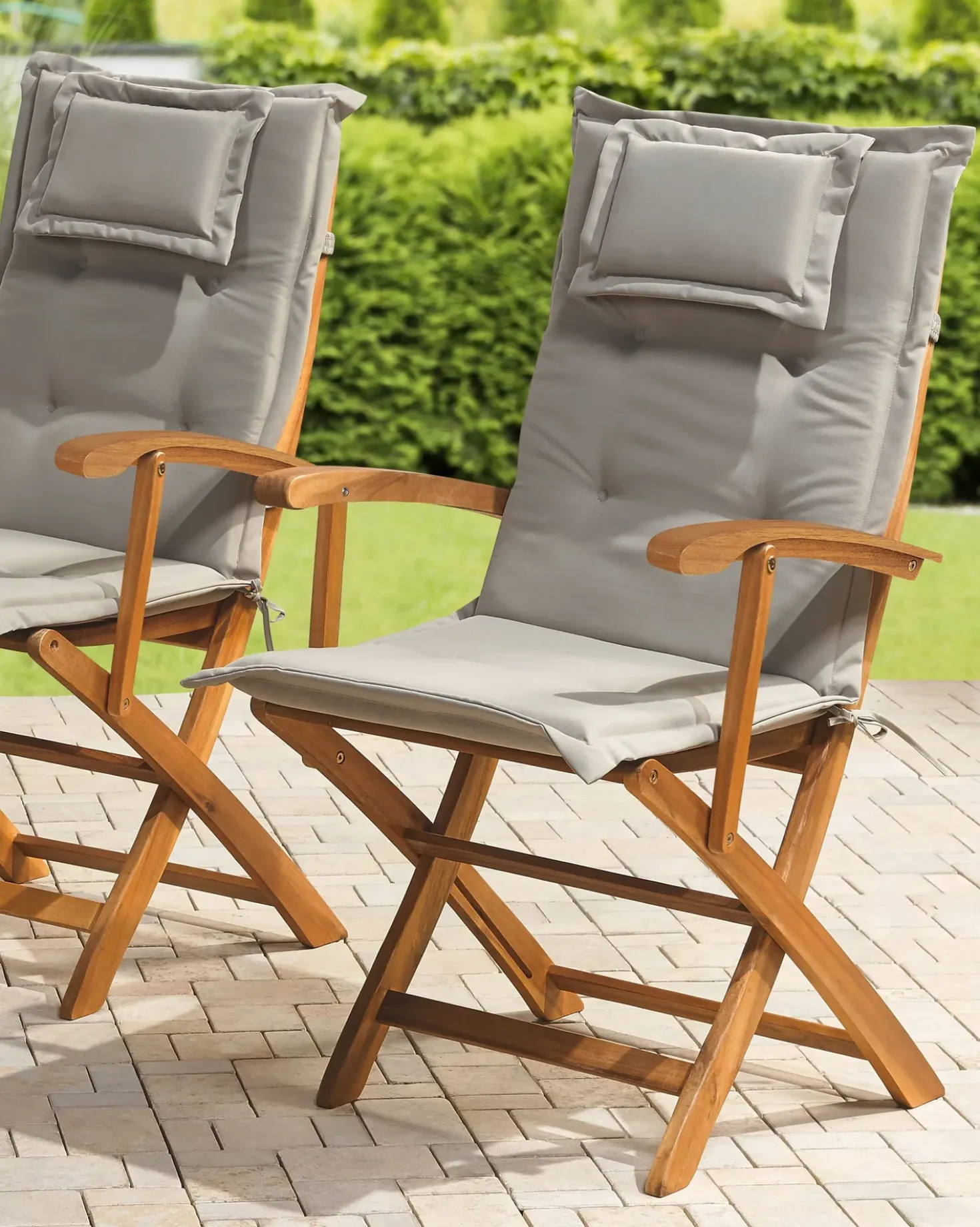 Set di 2 sedie da giardino con cuscini MAUI Legno d'acacia Grigio