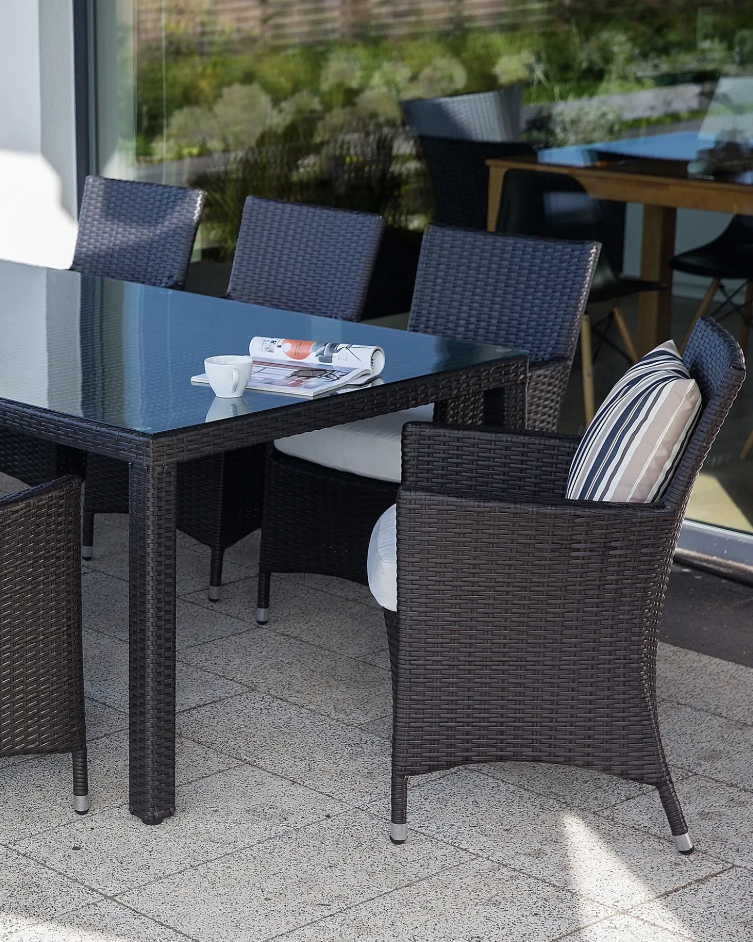 Set di 2 sedie da giardino con cuscini ITALY Rattan sintetico (PE) Marrone scuro