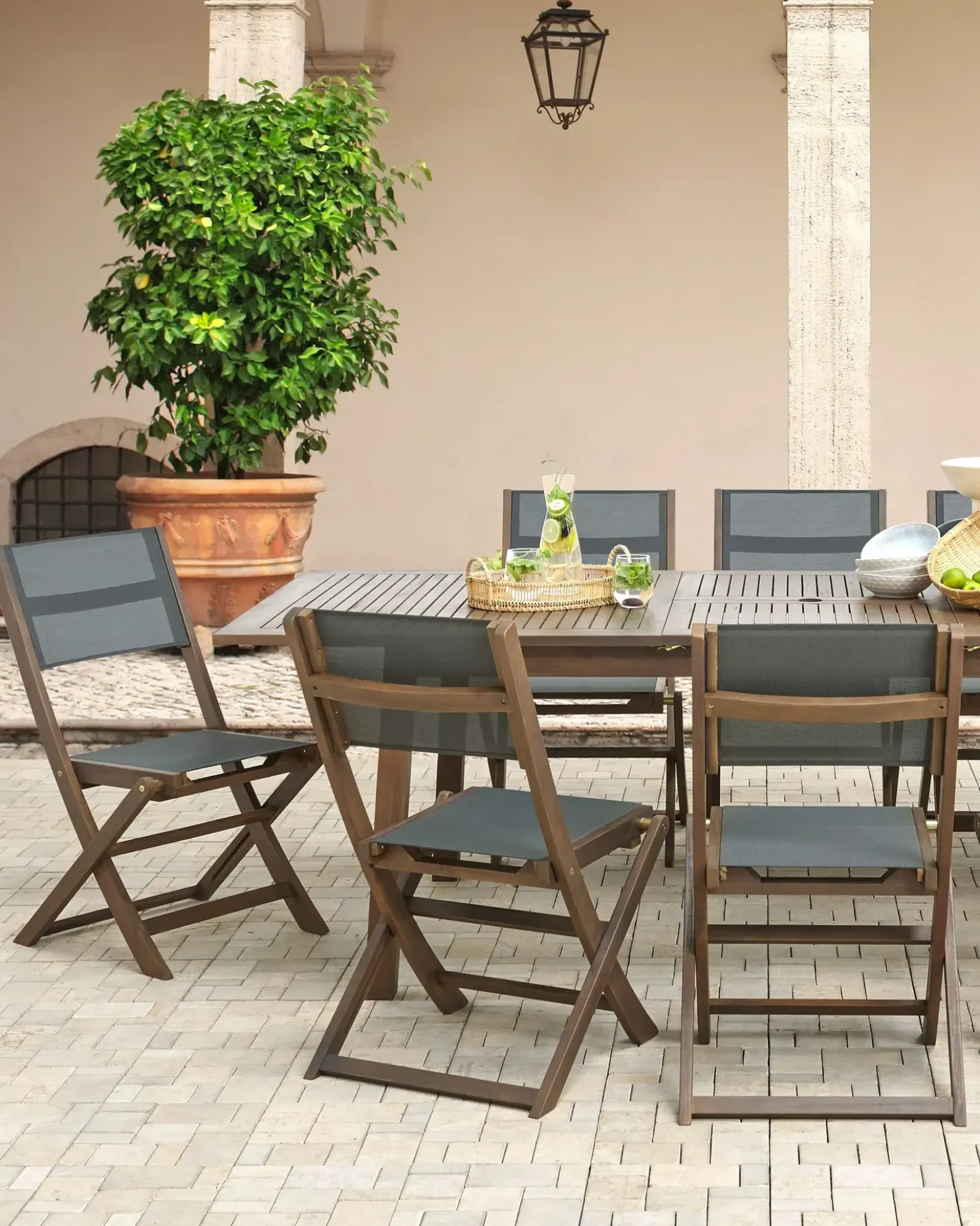 Set di 2 sedie da giardino CESANA Legno d'acacia Marrone scuro