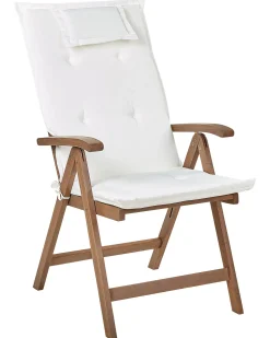 Set di 6 sedie da giardino con cuscini AMANTEA Legno d'acacia Bianco sporco