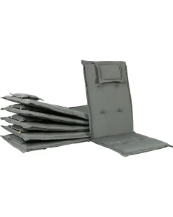 Set di 6 sedie da giardino con cuscini JAVA Legno d'acacia Grigio grafite