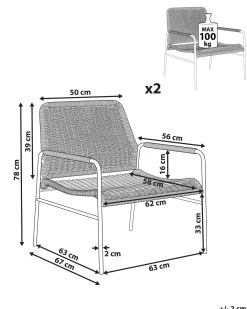 Set di 2 sedie da giardino PRASIMO Rattan sintetico (PE) Naturale