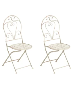 Set di 2 sedie da giardino FOLELLI Pieghevole Metallo Beige chiaro