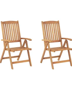 Set di 2 sedie da giardino JAVA Legno d'acacia Marrone chiaro