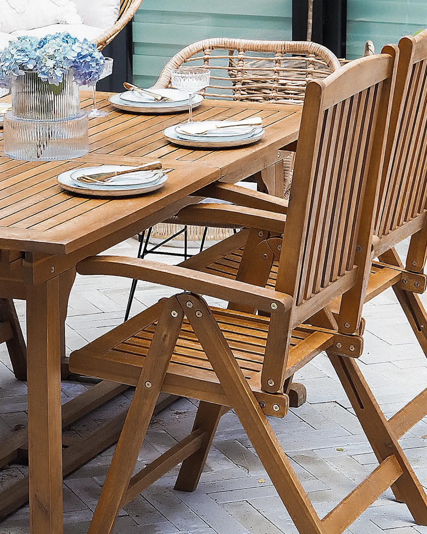 Set di 2 sedie da giardino JAVA Legno d'acacia Marrone chiaro