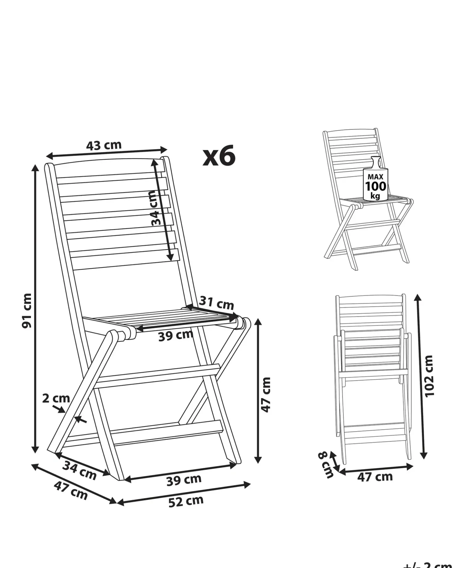 Set di 6 sedie da giardino TOLVE Legno d'acacia Marrone