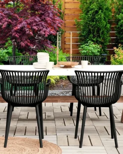 Set di 4 sedie da giardino PESARO Nero
