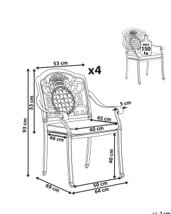 Set di 4 sedie da giardino con cuscini SALENTO Metallo Marrone scuro