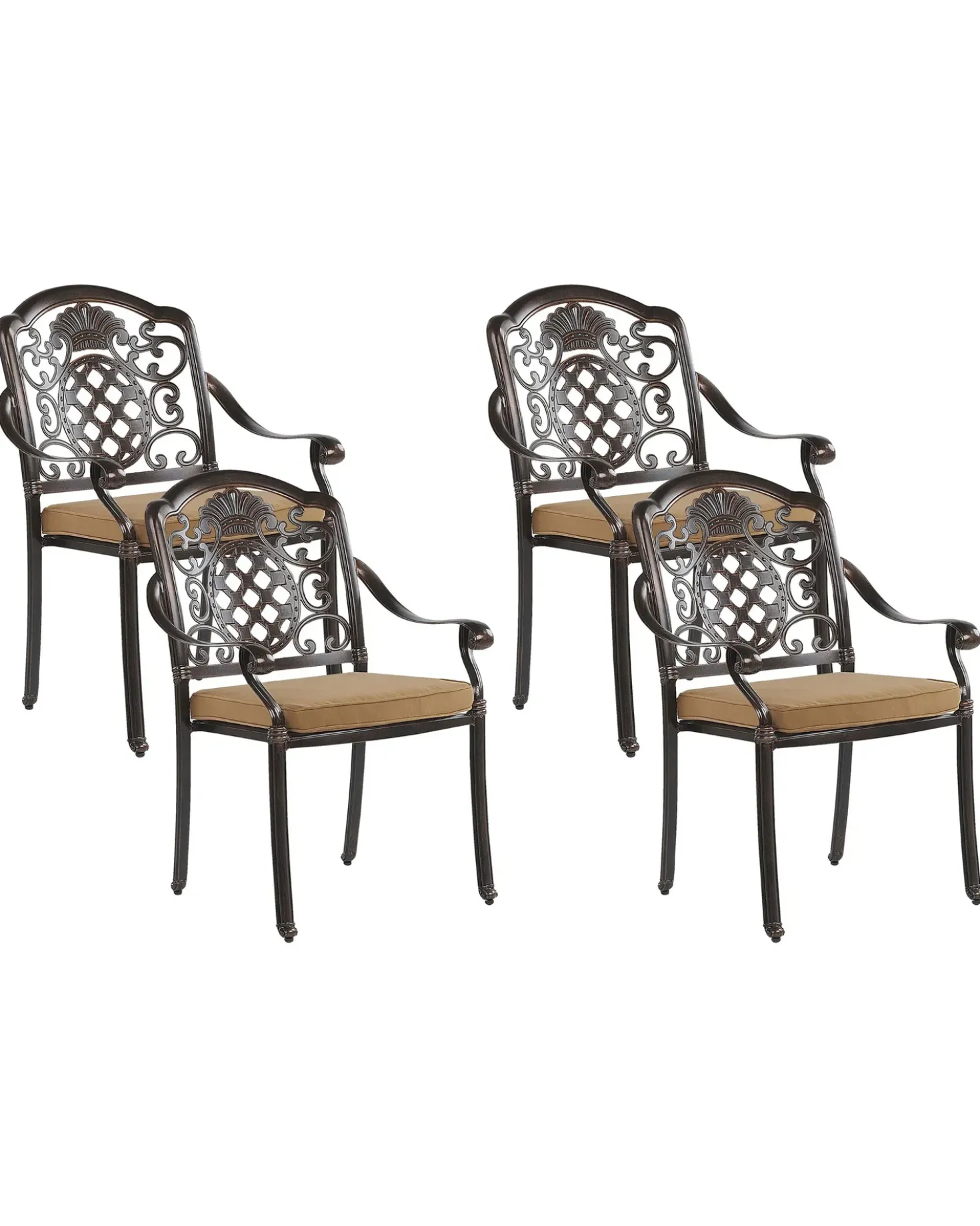 Set di 4 sedie da giardino con cuscini SALENTO Metallo Marrone scuro