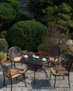 Set di 4 sedie da giardino con cuscini SALENTO Metallo Marrone scuro