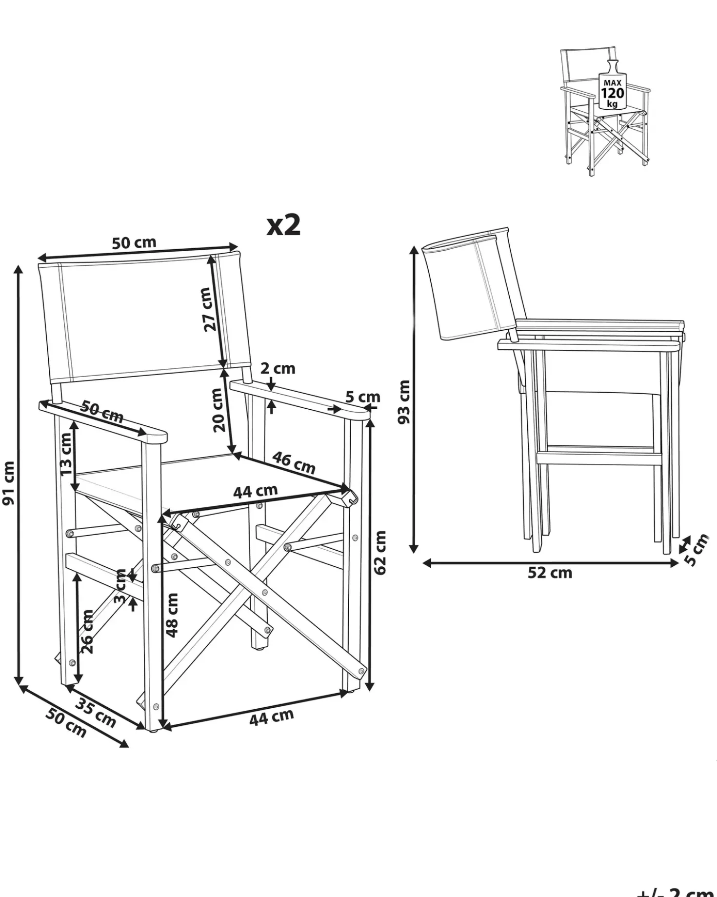 Set di 2 sedie da giardino CINE Legno d'acacia Grigio