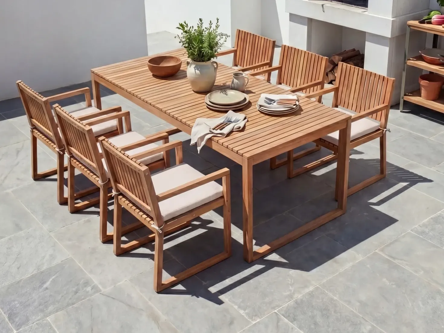 Set di 2 sedie da giardino con cuscini SASSARI PREMIUM Legno di acacia certificato Beige chiaro