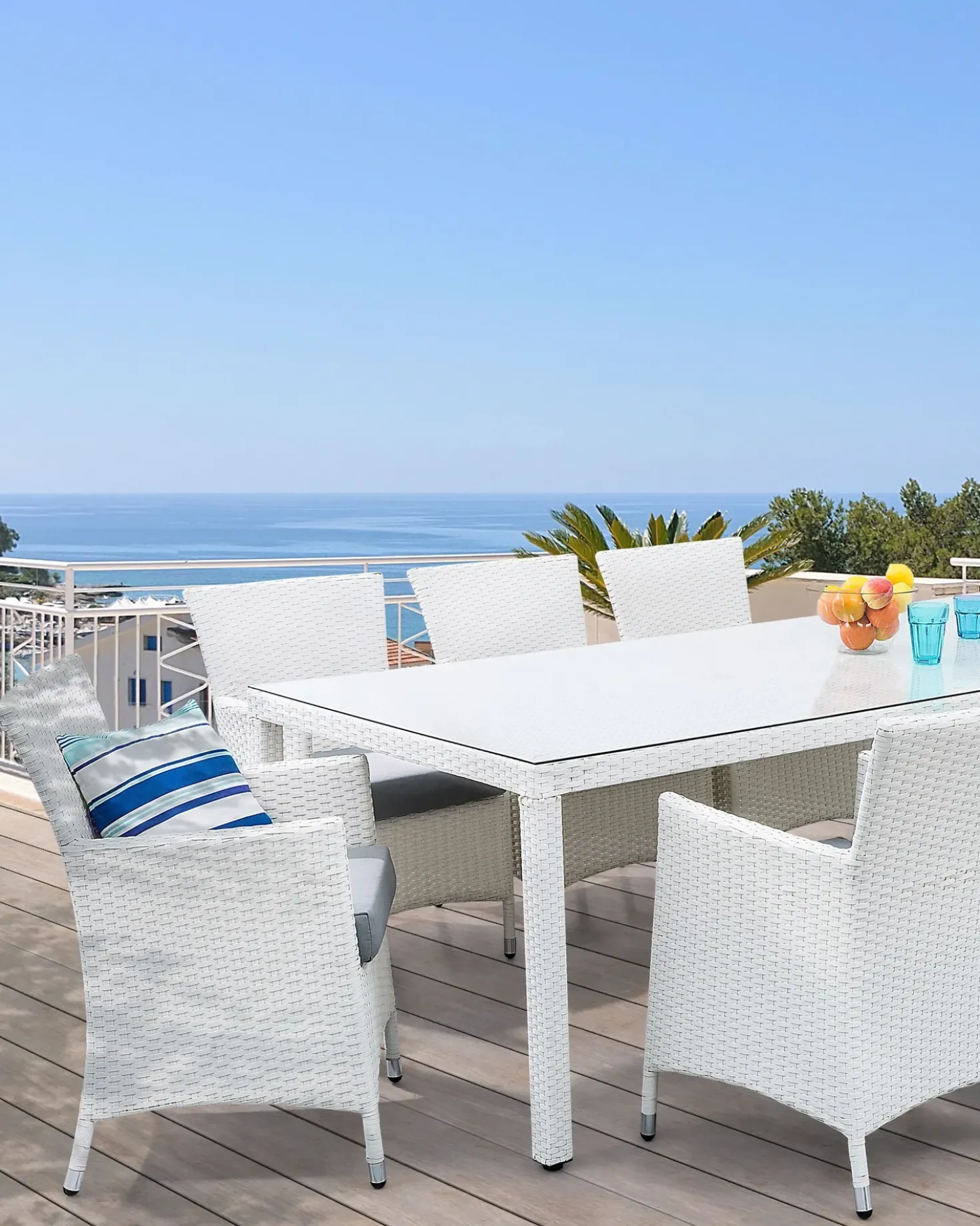 Set di 2 sedie da giardino con cuscini ITALY Rattan sintetico (PE) Bianco