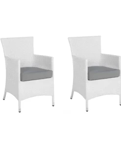 Set di 2 sedie da giardino con cuscini ITALY Rattan sintetico (PE) Bianco