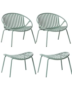 Set di 2 sedie da giardino CASPERIA con poggiapiedi Verde