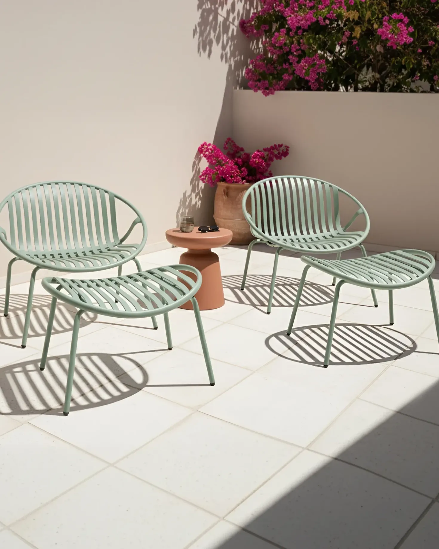 Set di 2 sedie da giardino CASPERIA con poggiapiedi Verde