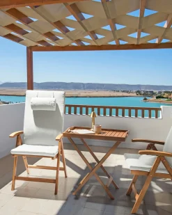 Set di 2 sedie da giardino con cuscini JAVA PREMIUM Legno d'acacia Bianco sporco