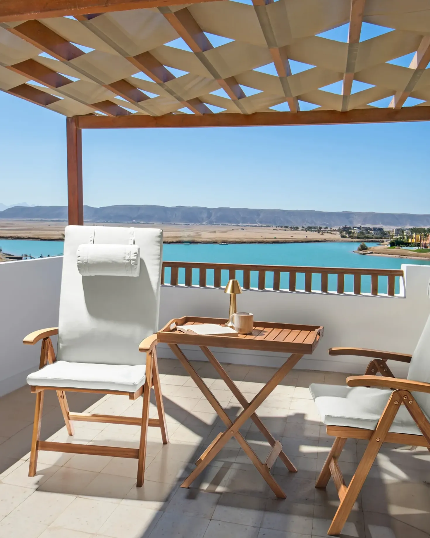 Set di 2 sedie da giardino con cuscini JAVA PREMIUM Legno d'acacia Bianco sporco