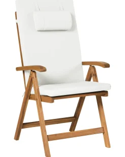 Set di 2 sedie da giardino con cuscini JAVA PREMIUM Legno d'acacia Bianco sporco